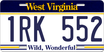 WV license plate 1RK552