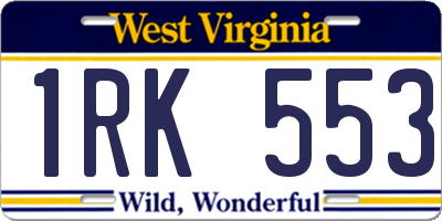 WV license plate 1RK553