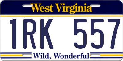 WV license plate 1RK557