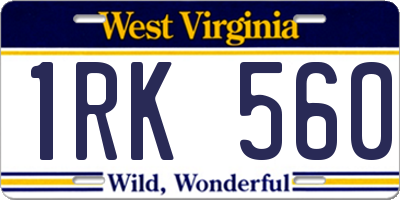 WV license plate 1RK560