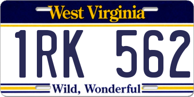 WV license plate 1RK562