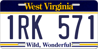WV license plate 1RK571