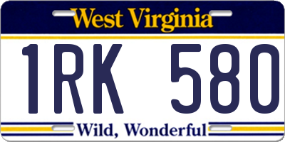 WV license plate 1RK580