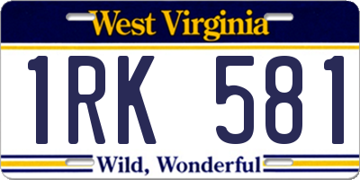 WV license plate 1RK581