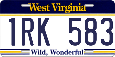 WV license plate 1RK583