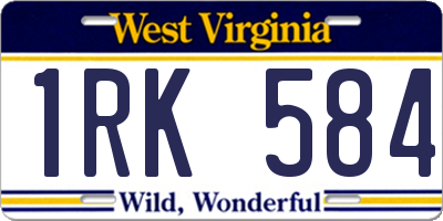 WV license plate 1RK584