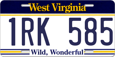 WV license plate 1RK585