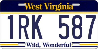 WV license plate 1RK587