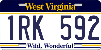WV license plate 1RK592