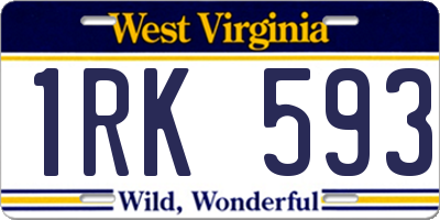 WV license plate 1RK593
