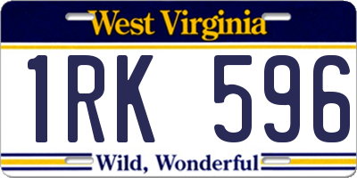 WV license plate 1RK596