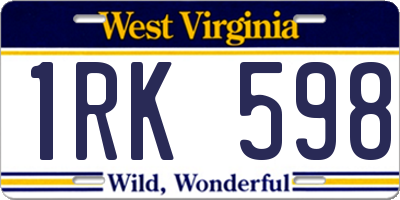 WV license plate 1RK598