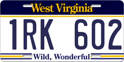 WV license plate 1RK602