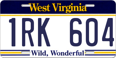 WV license plate 1RK604