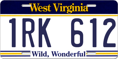WV license plate 1RK612