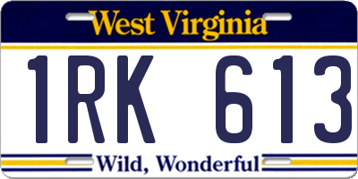 WV license plate 1RK613