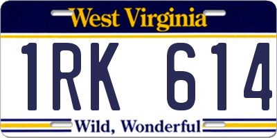 WV license plate 1RK614