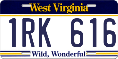 WV license plate 1RK616
