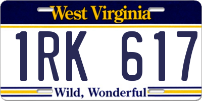 WV license plate 1RK617