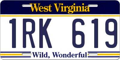 WV license plate 1RK619
