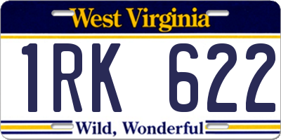 WV license plate 1RK622