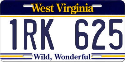 WV license plate 1RK625