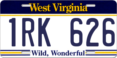 WV license plate 1RK626