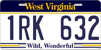 WV license plate 1RK632