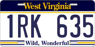 WV license plate 1RK635