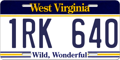 WV license plate 1RK640