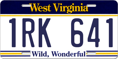 WV license plate 1RK641