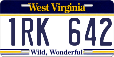 WV license plate 1RK642