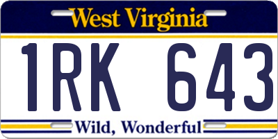 WV license plate 1RK643