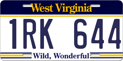 WV license plate 1RK644