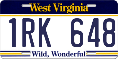 WV license plate 1RK648