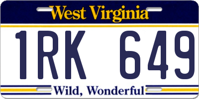WV license plate 1RK649
