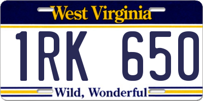 WV license plate 1RK650