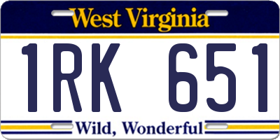 WV license plate 1RK651