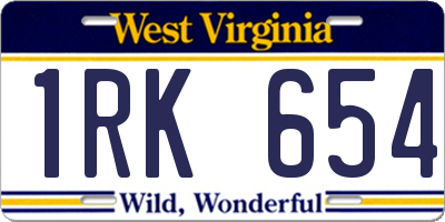 WV license plate 1RK654