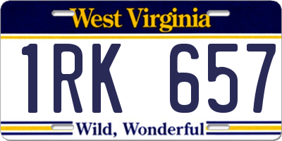 WV license plate 1RK657