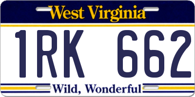 WV license plate 1RK662