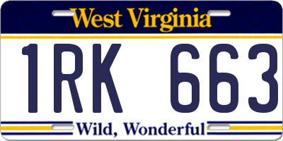 WV license plate 1RK663