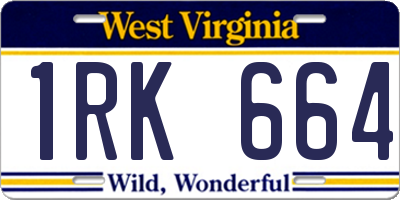 WV license plate 1RK664