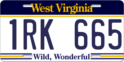 WV license plate 1RK665