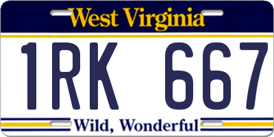 WV license plate 1RK667