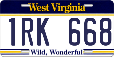 WV license plate 1RK668