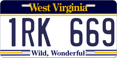 WV license plate 1RK669