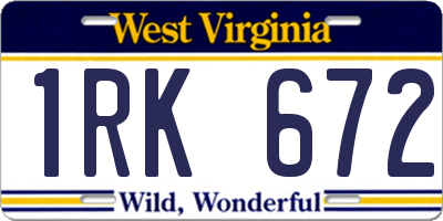 WV license plate 1RK672