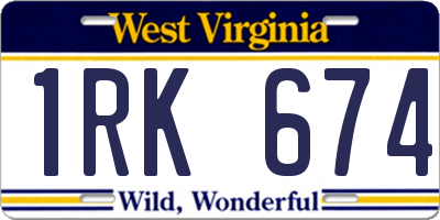 WV license plate 1RK674