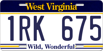 WV license plate 1RK675